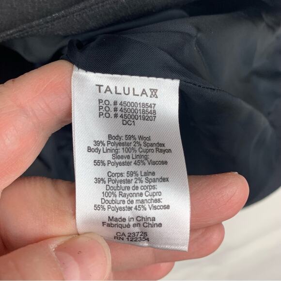 Talula women's 8 medium dark Charcoal Blazer revolve wool blend business - Picture 4 of 11